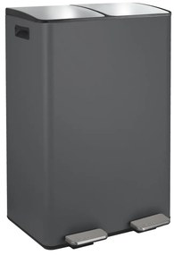 Cestino per la spazzatura grigio scuro in acciaio per raccolta differenziata/con pedale 2x30 l Aliya – Spirella