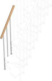 Balaustra in kit IRIS Bria 3GR in acciaio argento, corrimano in legno faggio, L 120 cm fissaggio a parete