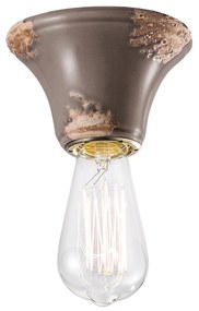 Plafoniera Vintage Tonda Media Ceramica Tortora 1 Luce E14