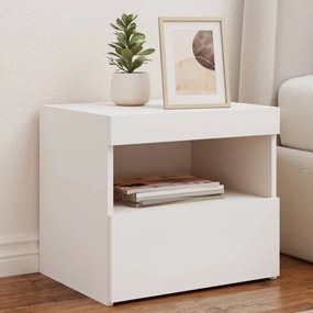 Comodini Con Luci Led 2pz Bianchi 50x40x45 Cm /