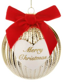 Pallina Natale cuore Merry Christmas 10 cm oro crochet