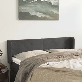 Testiera Ad Orecchio Grigio Scuro 147x16x78/88 Cm İn Velluto /