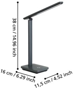 Eglo 900957-LED Lampada da tavolo ricaricabile dimmerabile INIESTA 3,6W/5V 1800mAh grigio