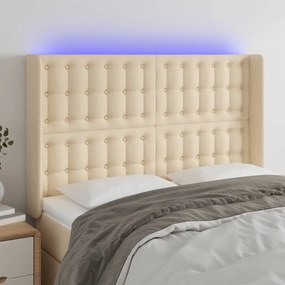 Testiera A Led Crema 147x16x118/128 Cm İn Tessuto /