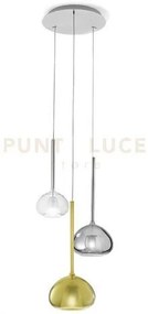 Beba lampadario a sospensione tondo 3 luci vetri piccoli trasparent...
