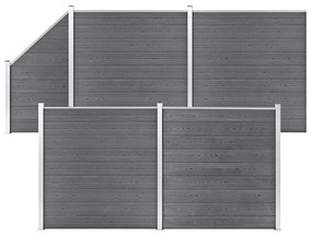 Pannelli Recinzione Wpc 4 Quadrati 1 Inclinato 792x186 Cm Grigi /