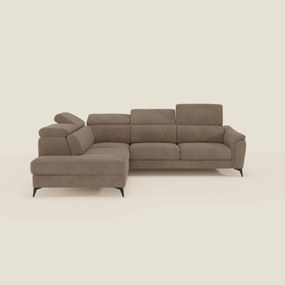 Arcos Divano angolare - piedini alti e poggiatesta reclinabili in microfibra impermeabile T11 marrone