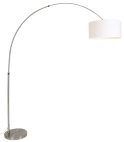 Lampada ad arco in acciaio con paralume in tessuto bianco 50/50/25 regolabile - XXL