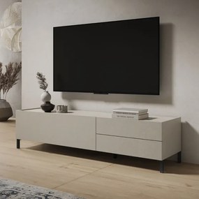 Porta TV in legno 160x40 cm con anta a ribalta e 2 cassetti Grigio HARAS