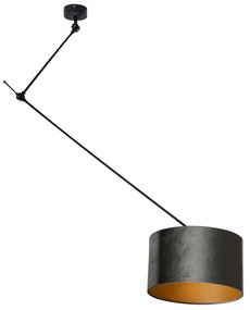 Lampada a sospensione nera con paralume in velluto verde 35cm - Blitz