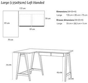 Tavolo da lavoro 85x135 cm Luka - Ragaba