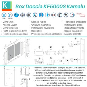 Kamalu - box doccia 140x80 cm ad angolo vetro 6mm anticalcare kf5000s