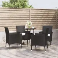 Set Bistr da Giardino 5 pz con Cuscini in Polyrattan Nero