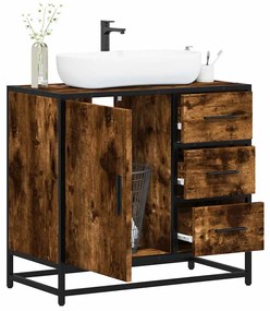 Mobile Lavabo Bagno Rovere Fumo 65x33x60 Cm Legno Multistrato /