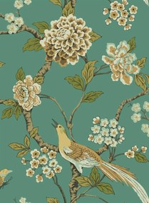Coordonne Tapete Bird Song - Turquoise