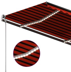 Tenda da Sole Retrattile Manuale LED 4x3 m Arancio Marrone