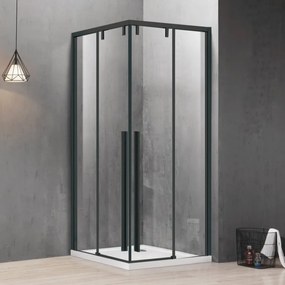 Kamalu - Box doccia 80x90 telaio nero doppio scorrevole vetro 8mm | KSA1000B