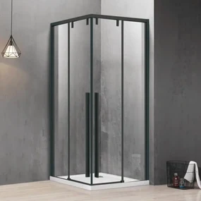 Kamalu - Box doccia 80x90 telaio nero doppio scorrevole vetro 8mm | KSA1000B