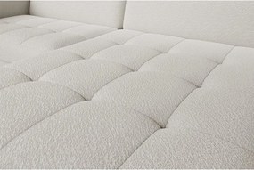 Divano angolare color crema allungabile/con contenitore (con penisola a destra/con chaise lounge) e rivestimento in bouclé Gomsi – ELTAP