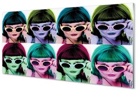 Quadro acrilico Donna colorate occhiali per capelli 100x50 cm