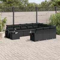 Set Divani da Giardino 11 pz con Cuscini in Polyrattan Nero 3220724