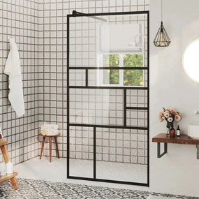 Parete Doccia Walk-in İn Vetro Trasparente Esg Nera 80x195 Cm /