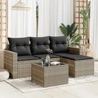 Set Divano da Giardino 5pz con Cuscini Grigio Chiaro Polyrattan 3251219