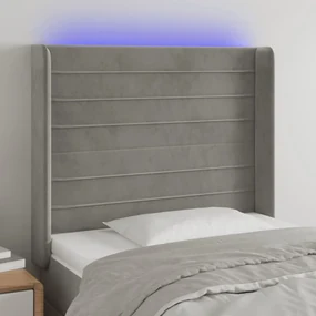 Testiera A Led Grigio Chiaro 93x16x118/128 Cm İn Velluto /
