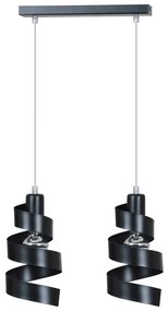 Lampadario Moderno 2 Luci Tristano In Acciaio Nero Con Fasce A Spirale