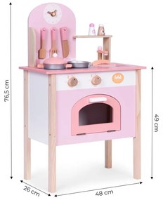 Cucina per bambini in legno + accessori - rosa