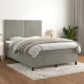 Giroletto A Molle Con Materasso Grigio Chiaro 140x200cm Velluto /