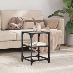 Tavolino Salotto Con Piano Vetro Trasparente 30x30x45cm Acciaio /