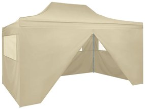 Tenda Pieghevole Pop-up 4 Pareti Laterali 3x4,5 M Bianco Crema /
