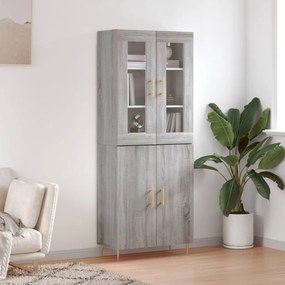 Credenza Grigio Sonoma 69,5x34x180 Cm İn Legno Multistrato /