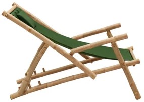 Sedia a Sdraio in Bambù e Tela Verde