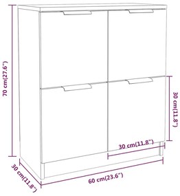 Credenza Nera 60x30x70 cm in Legno Multistrato