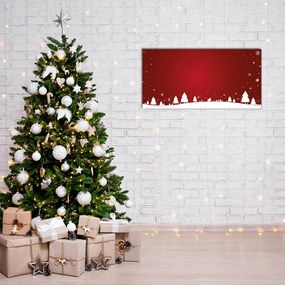 Quadro acrilico Albero di Natale Fiocchi di neve festivi 100x50 cm