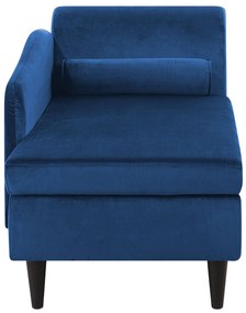 Chaise longue velluto blu marino e legno scuro destra LUIRO Beliani