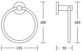 Aqualine - Appendiabiti da parete SAMBA diametro 15,5 cm nero