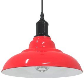 Lampada Sospensione Regolabile E27 Rosso Lucido Ø31 Cm Metallo /