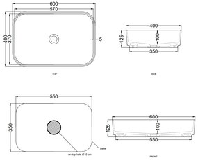 Cielo Shui Comfort lavabo da appoggio 60x40 rettangolare senza troppopieno talco