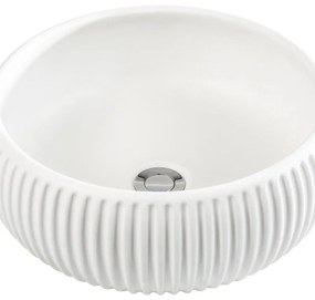 Lavabo da appoggio Lavandino color bianco sporco CIPI tondo piletta non inclusa in cemento bianco opaco piletta non inclusa