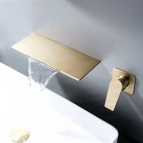 Rubinetto da parete per lavabo ELITE EDITION BSW1722 con LED e getto a cascata, in più finiture tra cui oro spazzolato e nero opaco — Nero