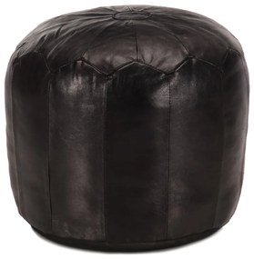 Pouf Nero 40x35 Cm İn Vera Pelle Di Capra /