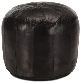 Pouf Nero 40x35 Cm İn Vera Pelle Di Capra /