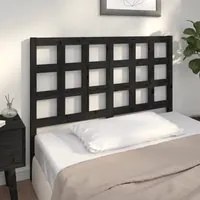 Testiera per Letto Nera 125,5x4x100cm in Legno Massello di Pino 817884