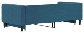 Divano letto con letto estraibile blu 90x200 cm in velluto