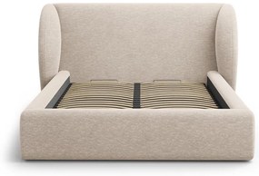 Letto matrimoniale imbottito beige con contenitore con rete inclusa 180x200 cm Miley – Micadoni