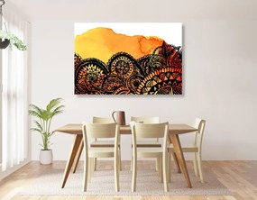 Quadro su tela – Mandala acquerello arancione