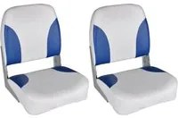 Sedili per Barca 2 pz Pieghevoli Cuscino Blu-Bianco 41x36x48 cm 279103